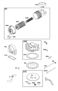 Air Cleaner Group Diagram and Parts List for 356447-0613-B5 200000 - 399999 Briggs and Stratton Engine
